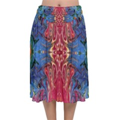 Firey Repeats I Velvet Flared Midi Skirt by kaleidomarblingart