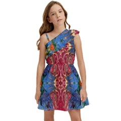 Firey Repeats I Kids  One Shoulder Party Dress by kaleidomarblingart