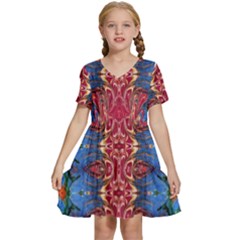 Firey Repeats I Kids  Short Sleeve Tiered Mini Dress