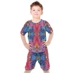 Firey Repeats I Kids  Tee And Shorts Set by kaleidomarblingart