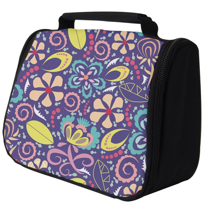 Whimsy Spring Floral Pattern Blue Full Print Travel Pouch (Big)