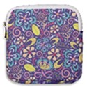 Whimsy Spring Floral Pattern Blue Mini Square Pouch View1