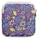 Whimsy Spring Floral Pattern Blue Mini Square Pouch View2