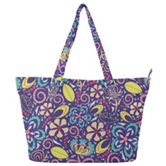 Whimsy Spring Floral Pattern Blue Full Print Shoulder Bag