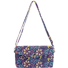 Whimsy Spring Floral Pattern Blue Removable Strap Clutch Bag by PaperDesignNest