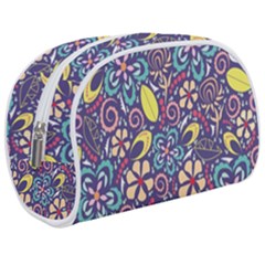 Whimsy Spring Floral Pattern Blue Make Up Case (medium)