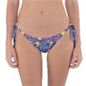 Whimsy Spring Floral Pattern Blue Reversible Bikini Bottom View1