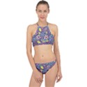 Whimsy Spring Floral Pattern Blue Racer Front Bikini Set View1