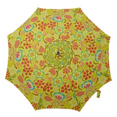 Whimsy Spring Floral Pattern Lime Hook Handle Umbrellas (large) by PaperDesignNest