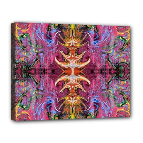 Firey Repeats Iv Canvas 14  X 11  (stretched) by kaleidomarblingart