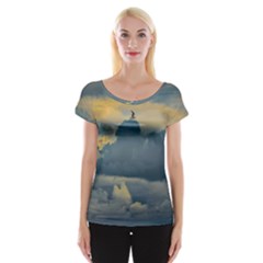 Bird Flying Over Stormy Sky Cap Sleeve Top by dflcprintsclothing