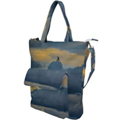 Bird Flying Over Stormy Sky Shoulder Tote Bag