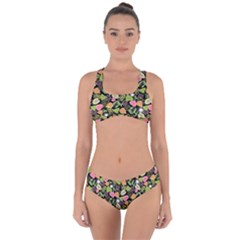 Forest Leaves Pattern Criss Cross Bikini Set by PaperDesignNest