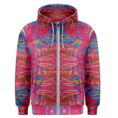 Red Swirls Repeats Iii Men s Zipper Hoodie by kaleidomarblingart