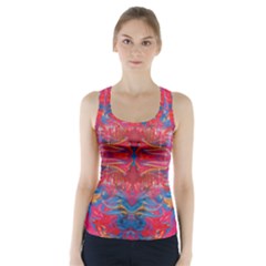 Red Swirls Repeats Iii Racer Back Sports Top by kaleidomarblingart