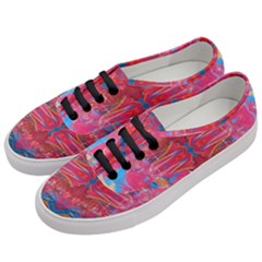 Red Swirls Repeats Iii Women s Classic Low Top Sneakers by kaleidomarblingart