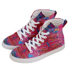 Red Swirls Repeats Iii Men s Hi-top Skate Sneakers by kaleidomarblingart