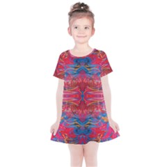 Red Swirls Repeats Iii Kids  Simple Cotton Dress by kaleidomarblingart