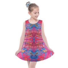 Red Swirls Repeats Iii Kids  Summer Dress by kaleidomarblingart