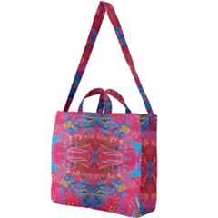 Red Swirls Repeats Iii Square Shoulder Tote Bag by kaleidomarblingart