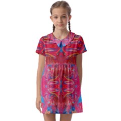 Red Swirls Repeats Iii Kids  Asymmetric Collar Dress by kaleidomarblingart