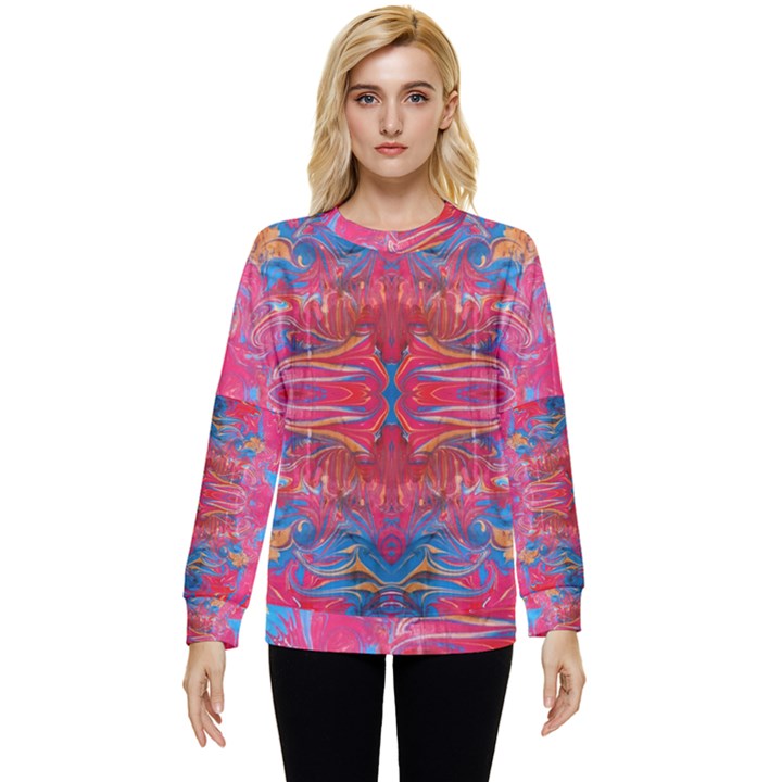 Red Swirls Repeats III Hidden Pocket Sweatshirt