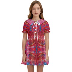 Red Swirls Repeats Iii Kids  Sweet Collar Dress by kaleidomarblingart