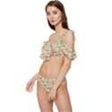 Forest Leaves Pattern Pink  Ruffle Edge Tie Up Bikini Set	 View2