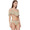 Forest Leaves Pattern Pink  Ruffle Edge Tie Up Bikini Set	 View3