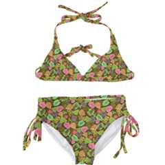 Forest Leaves Pattern Brown Kids  Classic Bikini Set