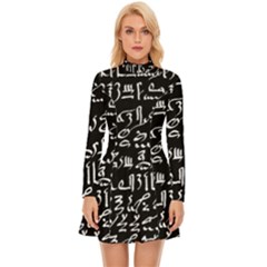 Sanscrit Pattern Design Long Sleeve Velour Longline Dress by dflcprintsclothing