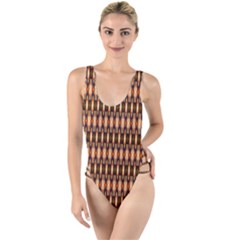 Strip-brown High Leg Strappy Swimsuit