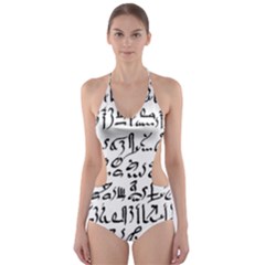 Sanscrit Pattern Design Cut-out One Piece Swimsuit by dflcprintsclothing