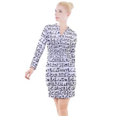 Sanscrit Pattern Design Button Long Sleeve Dress by dflcprintsclothing