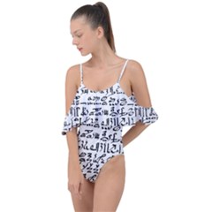 Sanscrit Pattern Design Drape Piece Swimsuit by dflcprintsclothing