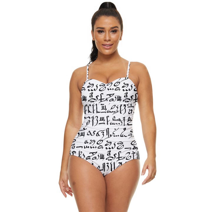 Sanscrit Pattern Design Retro Full Coverage Swimsuit