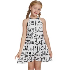 Sanscrit Pattern Design Kids  Halter Collar Waist Tie Chiffon Dress by dflcprintsclothing