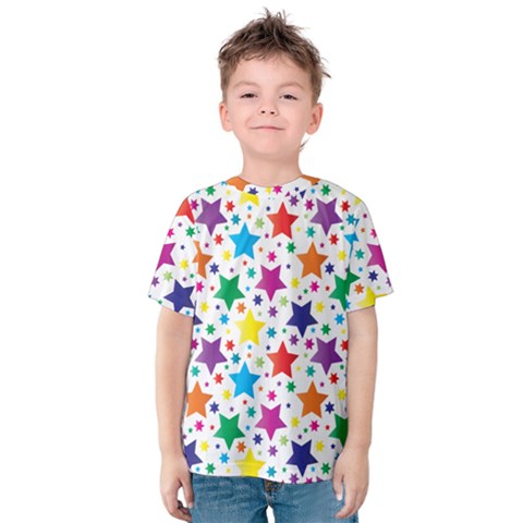 Rainbow Stars White Kids  Cotton Tee by ALIXE