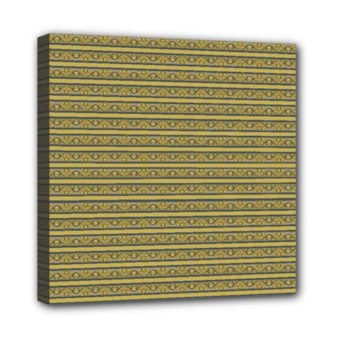 Golden Striped Decorative Pattern Mini Canvas 8  X 8  (stretched)