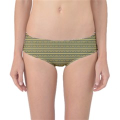 Golden Striped Decorative Pattern Classic Bikini Bottoms by dflcprintsclothing