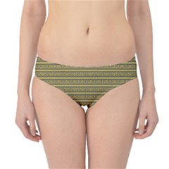 Golden Striped Decorative Pattern Hipster Bikini Bottoms by dflcprintsclothing