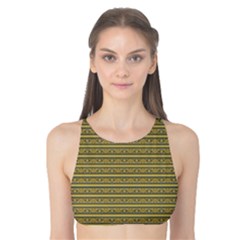 Golden Striped Decorative Pattern Tank Bikini Top by dflcprintsclothing