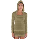 Golden Striped Decorative Pattern Long Sleeve Hooded T-shirt View1