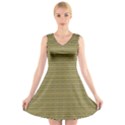 Golden Striped Decorative Pattern V-Neck Sleeveless Dress View1