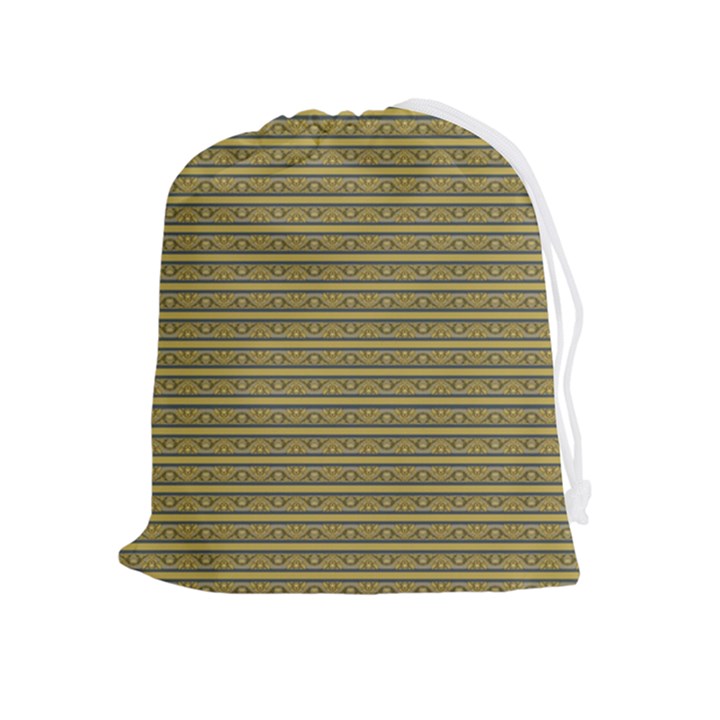 Golden Striped Decorative Pattern Drawstring Pouch (XL)