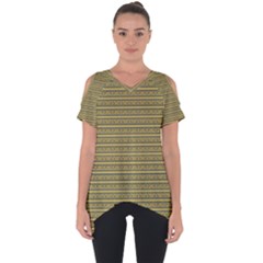 Golden Striped Decorative Pattern Cut Out Side Drop Tee by dflcprintsclothing