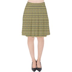 Golden Striped Decorative Pattern Velvet High Waist Skirt