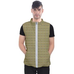 Golden Striped Decorative Pattern Men s Puffer Vest by dflcprintsclothing