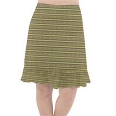 Golden Striped Decorative Pattern Fishtail Chiffon Skirt by dflcprintsclothing