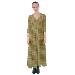 Golden Striped Decorative Pattern Button Up Maxi Dress by dflcprintsclothing